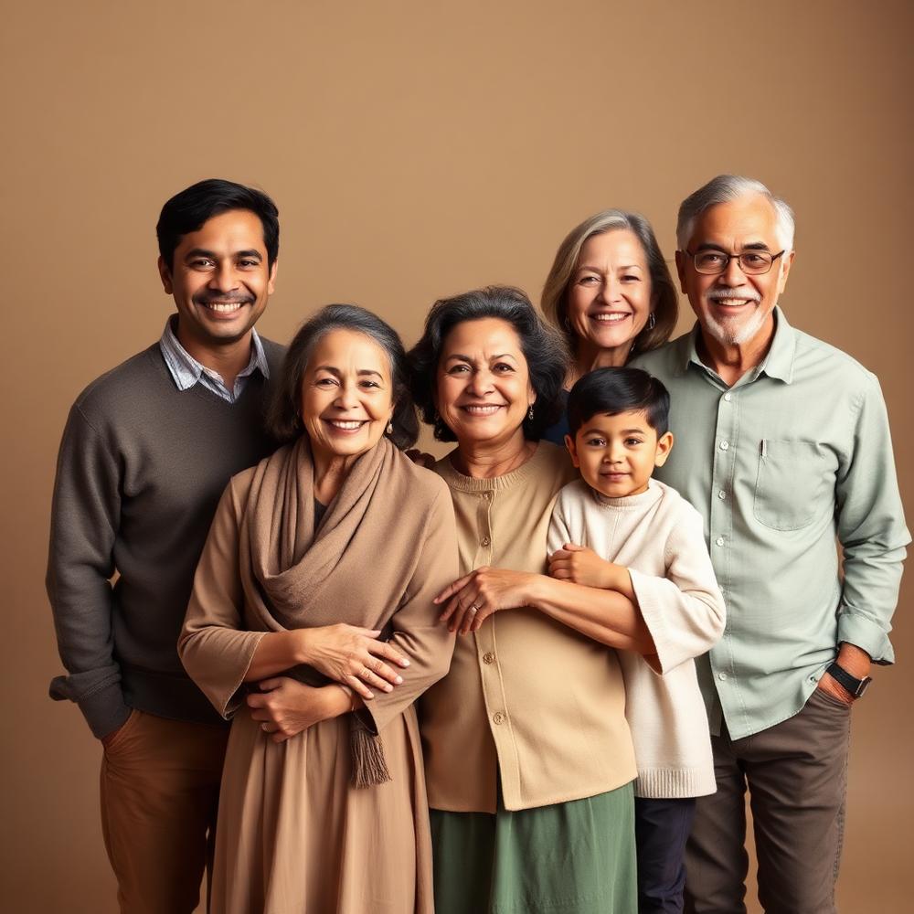 Familia unida sonriendo